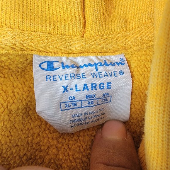Champion Reverse Weave Mens XL Yellow Pullover Sweater Outdoors Winter Warm - Picture 5 of 11